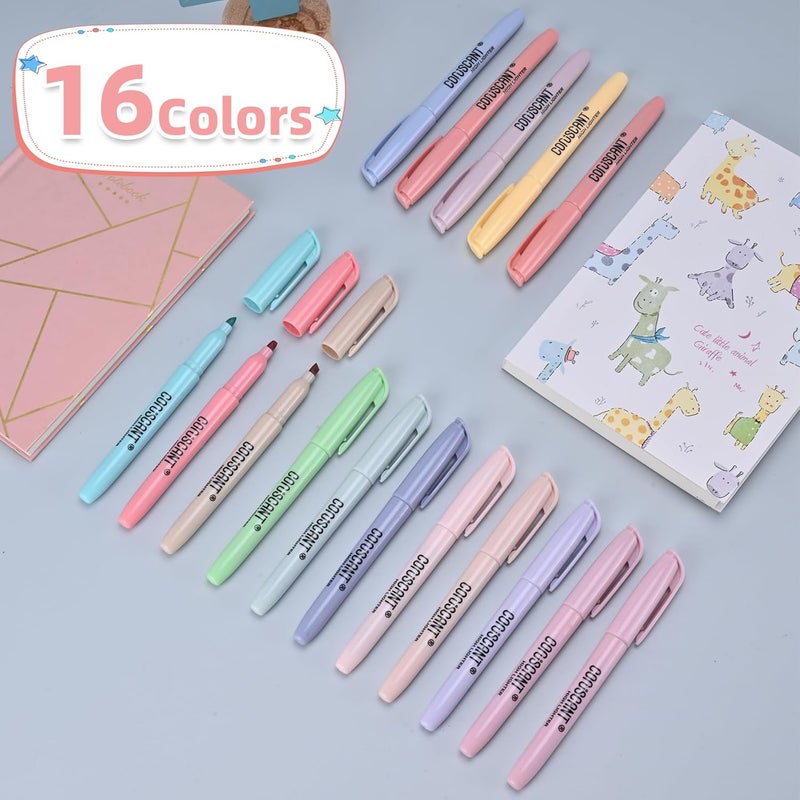 coruscant Pastel Highlighters Set, Assorted Colors Chisel Tip Cute Bible Highlighters, No Bleed Dry Quickly, for Journal Bible Study, Perfect for thin paper, School Office Supplies, 16 Pack - Image 3